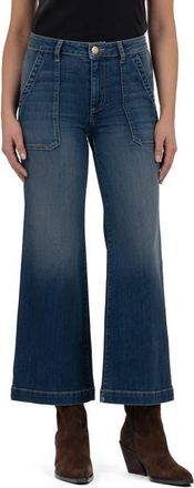 Kut from the Kloth Meg Utility Pocket High Waist Wide Leg Jeans in Reflective at Nordstrom, Size 16