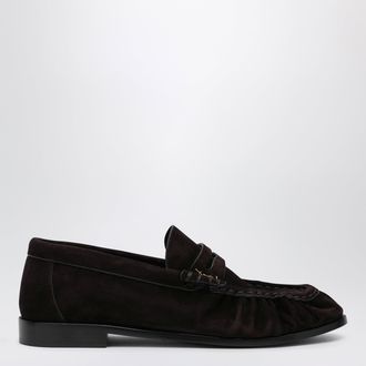 Saint Laurent Mocassini Le Loafer marroni in suede