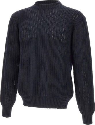 FILIPPO DE LAURENTIIS Merino Wollen Trui - Heren - Ronde hals truien - Blauw - XL - Wol - Truien & Vesten