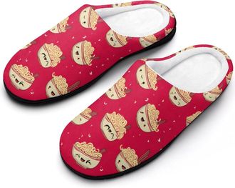 Generic Ramen Noodles Cute Pattern Funny Mens Cotton Slippers Soft Non-Slip Rubber Sole House Slipper Indoor Outdoor