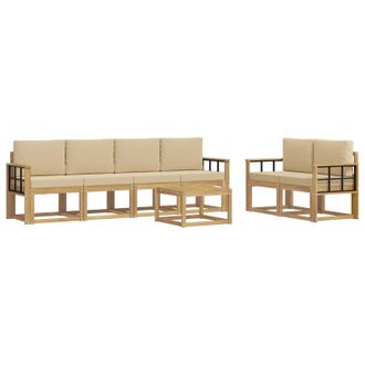 vidaXL Conjunto De Sof&aacute;s De Exterior Con Coj&iacute;n 7 Pcs Y Beige Vidaxl