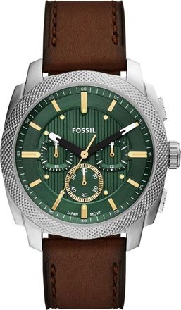 Fossil Machine Chronograph - Heren - Accessoires - Grijs - Maat: ONE Size Leer