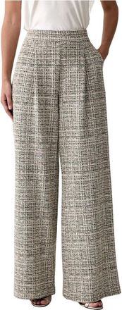 Joseph Ribkoff Pantalones de pierna ancha de boucl&eacute; a cuadros - Trousers - Mujer - Gris - 2XL