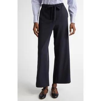Max Mara Argenta Drawstring Virgin Wool Ankle Pants in Ultramarine at Nordstrom, Size 16