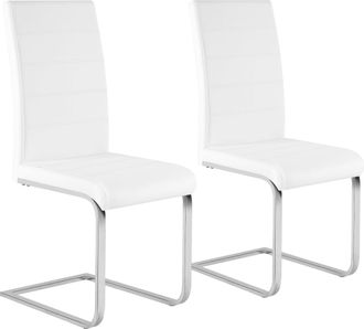 Woltu 2x Sillas De Comedor Silla Ergon&oacute;mica Para Oficina Y Casa Silla En Forma De C Con Respaldo Alto Silla De Cocina Moderna Y Chic Piel Sint&eacute;tica Blanco -