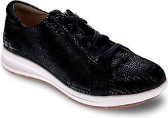 Revere Comfort Shoes Womens Athens Lace-Up Sneaker In Black Lizard