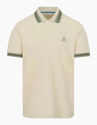 Sandbanks Mens SANDBANKS GRADIENT RIB POLO STONE - Cream - Size: 40