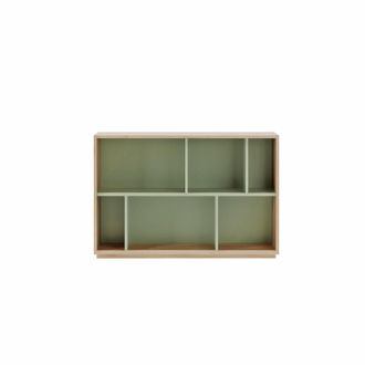 HERDASA Estanter&iacute;a Librer&iacute;a, Colecci&oacute;n Nack, Con 2 Niveles De Altura En Melamina Color Roble-verde