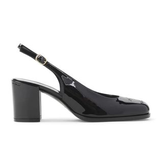 Celine Celine, Schoenen, Dames, Zwart, 38 1/2 EU, Leer, Zwarte Geperforeerde Triomphe Slingback Hakken