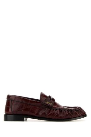 Saint Laurent Maroon Textured Loafers