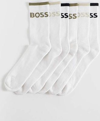 HUGO BOSS 6 Pack Stripe Sport Sock - White