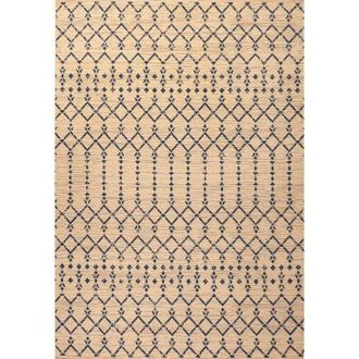 Jonathan Y Designs Ourika Moroccan Geometric Textured Weave Indoor/Outdoor Area Rug in Beige/navy at Nordstrom, Size 3Ft 0In X 5Ft 0In