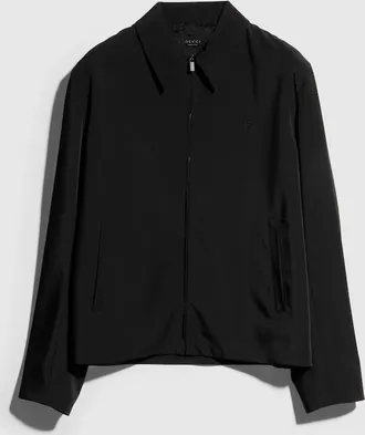 Gucci Stretch Polyester Zip Jacket With Embroidery, Size 44, Black, Ready-to-wear