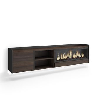 Skraut Home Skraut Home - Mueble Tv, Televisi&oacute;n, Muebles De Sal&oacute;n, Almacenaje, 212x35x50cm, Para Tv Hasta 80, Chimenea El&eacute;ctrica Xxl, Colgado, Suspendido, Led, Es