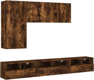 vidaXL 5 Piece TV Wall Cabinets Smoked Oak Engineered Wood vidaXL