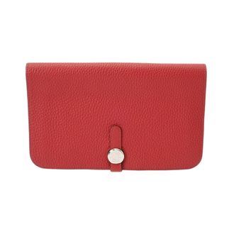 Herm&egrave;s Rouge Garance Togo Leather Long Wallet (Bi-Fold) (Pre-Owned)
