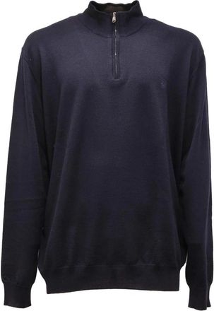 Harmont & Blaine 5018Ap wol mid-zip sweater e - Heren - Coltruien - Blauw - 6XL - Wol - Truien & Vesten