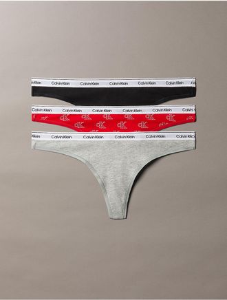 Calvin Klein Womens Icon Logo 3-Pack Low Rise Thong - Multi - XL