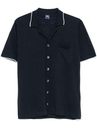 Fedeli contrasting-trim shirt - men - Linen/Flax/Cotton - 50 - Blue
