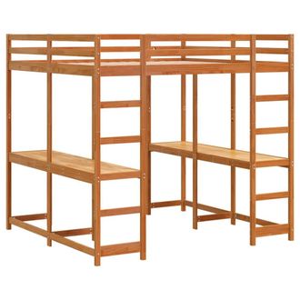 vidaXL Vidaxl - Cama Alta Con Escritorio Y Escalera Madera Marr&oacute;n 160x200 Cm