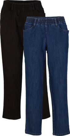 Bonprix Straight-Jeans BONPRIX, Damen, Gr. 36, N-Gr, blau denim, schwarz, Denim/Jeans, Obermaterial: 97% Baumwolle, 3% Elasthan, regular fit, Jeans Straight-J