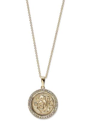 Anzie Love Letter Royal Love Medallion Necklace in Yellow Gold at Nordstrom, Size 17