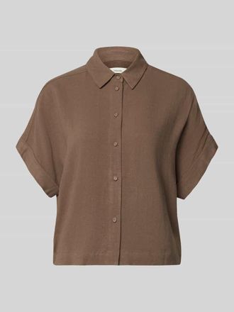 Selected Regular Fit Bluse aus Viskose-Leinen-Mix Modell VIVA in Taupe, Gr&ouml;&szlig;e 34