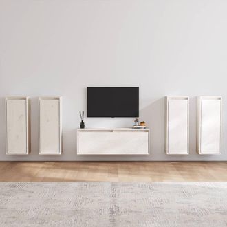 Berkfield Home TV Cabinets 5 pcs White Solid Wood Pine