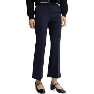 Mango Flare Leg Ankle Pants in Navy at Nordstrom, Size 2