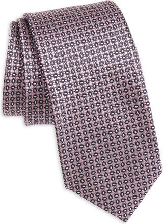Ermenegildo Zegna Cinque Pieghe Geo Jacquard Silk Tie in Pink at Nordstrom