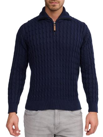 Indicode Troyer INDICODE Rufus, Herren, Gr. XL, blau (schwarz navy), Strick, Obermaterial: 100% Baumwolle, unifarben, regular fit h&uuml;ftlang, Rippb&uuml;ndchen, Pullo