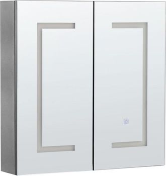 Beliani Beliani - Armario de pared blanco led 60 x 60 cm con espejo almacenamiento baño minimalista moderno Mazarredo