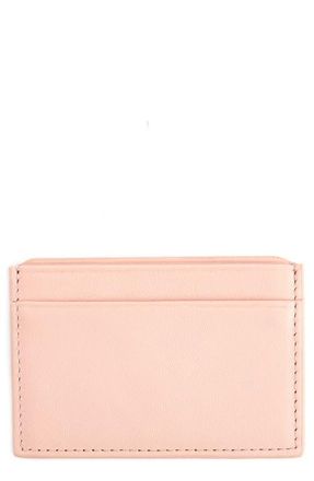 Royce Leather Personalized RFID Leather Card Case in Light Pink- Silver Foil at Nordstrom