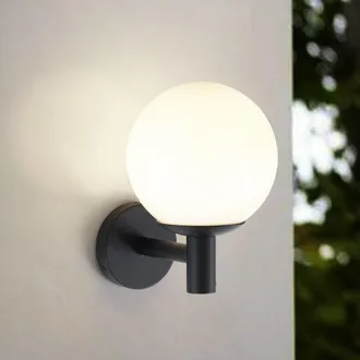 Lindby L&aacute;mpara de pared exterior de vidrio blanco