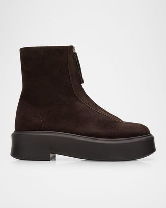 The Row Suede Zip Moto Booties