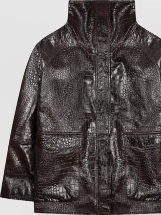 Alysi crocodile-effect leather coat