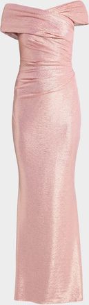 Talbot Runhof Mobina Draped Mirrorball Mermaid Gown