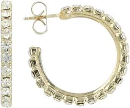 Lott. Gioielli Swarovski Fine Stone Creole Earrings in Gold in Gold/crystal at Nordstrom, Size Small