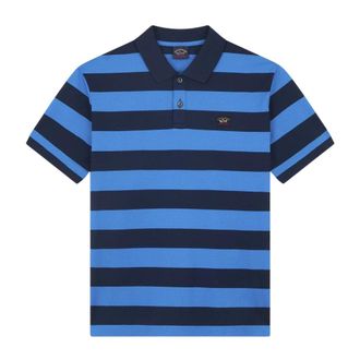 Paul & Shark Tops, Heren, Blauw, S, Katoen, Piqué Polo Shirt met Iconische Badge