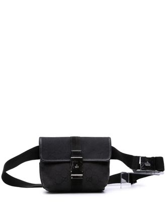 Gucci 2000-2015 GG Canvas belt bag - unisex - Calf Leather/Canvas/Leather - One Size - Black