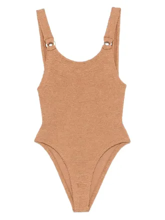 Hunza G Domino ring-detail swimsuit - women - Elastane/Polyamide - One Size - Brown