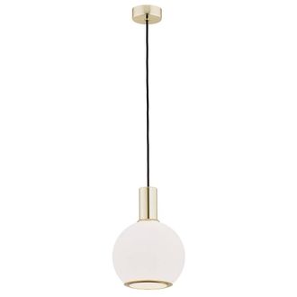 Netlighting Sagunto Dome 20cm Pendant Ceiling Light Opal Matt Brass Steel in Metallic Gold