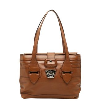 Ferragamo Brown Leather Shoulder Bag Tote Bag (Pre-Owned)