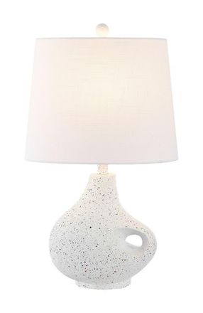 Jonathan Y Designs Charlotte 24 Minimalist Designer Iron/Resin Oval Shade LED Table Lamp, White Terrazzo at Nordstrom