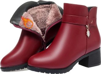 Generic POIOZXD Womens Genuine Leather Wool Orthopedic Boots,Womens Waterproof Orthopedic Warm Boots,Winter Fur Lined Sparkling Rhinestones Leather Wedge Ankl