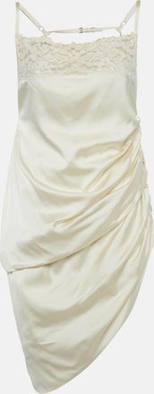 Jacquemus Cream Satin Asymmetrical Hem Saudade Slip Dress