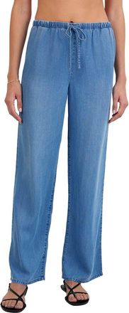 Bella Dahl Pull-On Wide Leg Chambray Pants in Indigo Harbor Wash at Nordstrom, Size X-Large