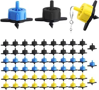 OEM Dailygoods, Sistema De Microgoteo De 60 Piezas, 2 L/h Amarillo, 4 L/h Negro, 8 L/h Azul, Para Riego Agr&iacute;cola Y Jardiner&iacute;a