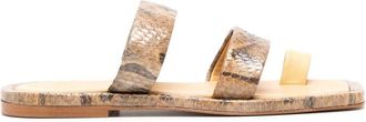 Rejina Pyo Larissa snakeskin-print leather sandals - women - Leather - 35 - Brown
