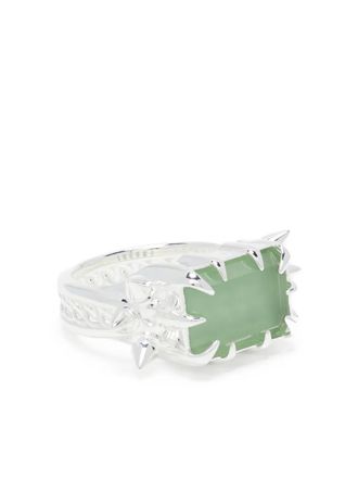 Stolen Girlfriends Club Precious Punk cocktail ring - women - Sterling Silver/Green Amethyst - S